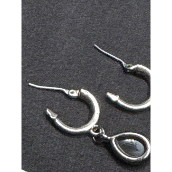 Alex & Ani Earrings Sterling Silver Hoops With Swarovski Tear Drop Crystal Drops - Picture 5 of 10